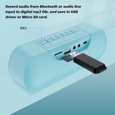 Kannettava Bluetooth-äänen digitoija ja kaiutin, tallenna ja toista 12 W stereoääntä linjatulolla, USB-muistitikku ja TF-korttituki
