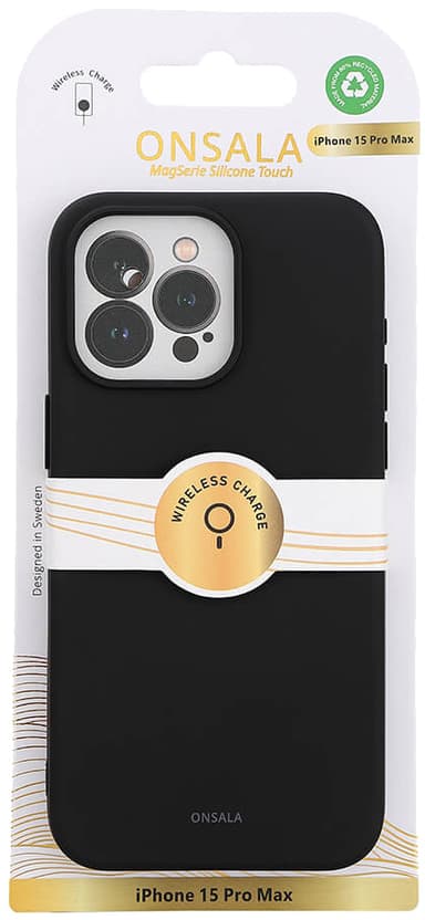 Onsala iPhone 15 Pro Max Silicone suojakuori (musta)