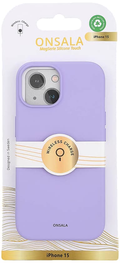 Onsala iPhone 15 Silicone suojakuori (violetti)