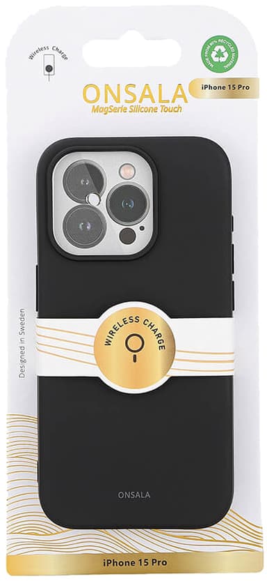 Onsala iPhone 15 Pro Silicone suojakuori (musta)