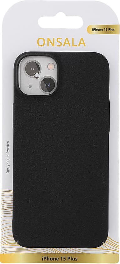 Onsala iPhone 15 Plus Sand Burst suojakuori (musta)