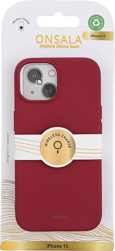 Onsala iPhone 15 Silicone suojakuori (punainen)