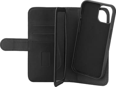 Gear 2in1 iPhone 15 lompakkokotelo (7 korttipaikkaa, musta)