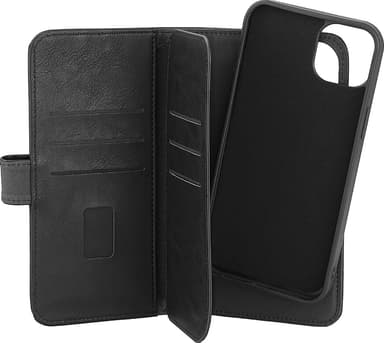 Gear 2in1 iPhone 15 Plus lompakkokotelo (7 korttipaikkaa, musta)