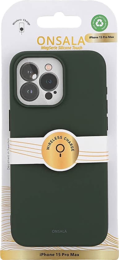 Onsala iPhone 15 Pro Max Silicone suojakuori (vihreä)