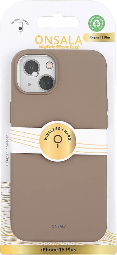 Onsala iPhone 15 Plus Silicone suojakuori (beige)