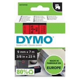 DYMO D1 merkkausteippi, 9mm, punainen/musta teksti, 7m - 40917
