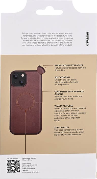 Buffalo iPhone 15 2in1 Leather MagSeries lompakkokotelo (ruskea)