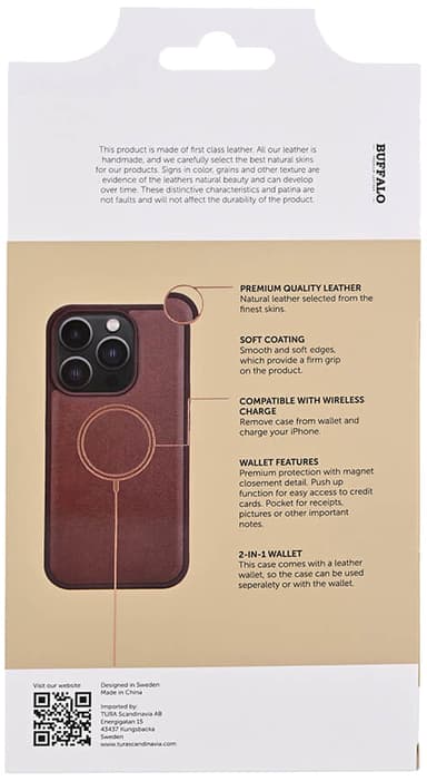 Buffalo iPhone 15 Pro 2in1 Leather MagSeries lompakkokotelo (ruskea)