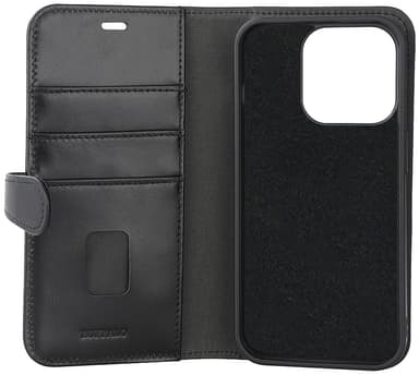 Buffalo iPhone 15 Pro 2in1 Leather MagSeries lompakkokotelo (musta)
