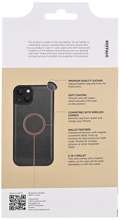 Buffalo iPhone 15 Plus 2in1 Leather MagSeries lompakkokotelo (musta)