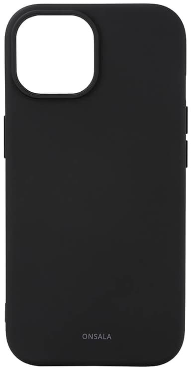 Onsala iPhone 15 Silicone suojakuori (musta)