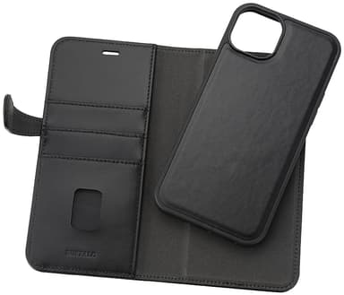 Buffalo iPhone 15 Plus 2in1 Leather MagSeries lompakkokotelo (musta)