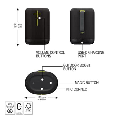Ultimate Ears EPICBOOM kannettava langaton kaiutin (hiilenmusta)