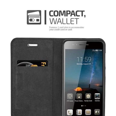 ZTE Blade A612 Suojakuori Lompakkokotelo (Musta)