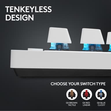 Logitech G PRO X TKL Lightspeed Tactile -pelinäppäimistö (valkoinen)