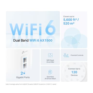 TP-Link Deco X10 WiFi 6 AX1500 mesh reititin (3 kpl)
