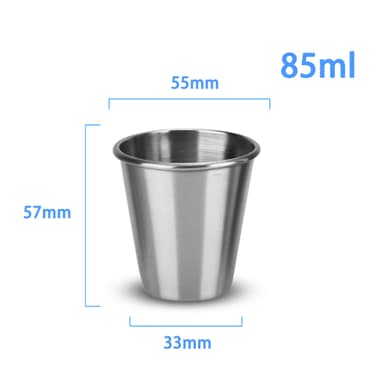 5x Mukit ruostumattomasta teräksestä juomakuppi (85ml)