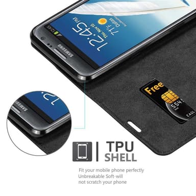 Samsung Galaxy NOTE 2 Suojakuori Lompakkokotelo (Musta)