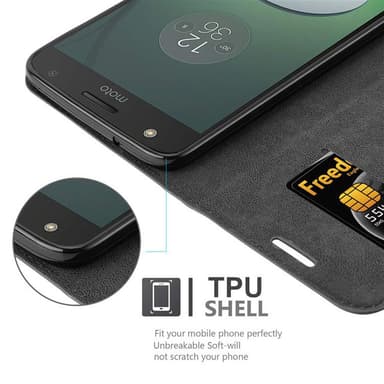 Motorola MOTO Z PLAY Suojakuori Lompakkokotelo (Musta)