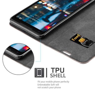 Google PIXEL 2 XL Suojakuori Lompakkokotelo (Ruskea)