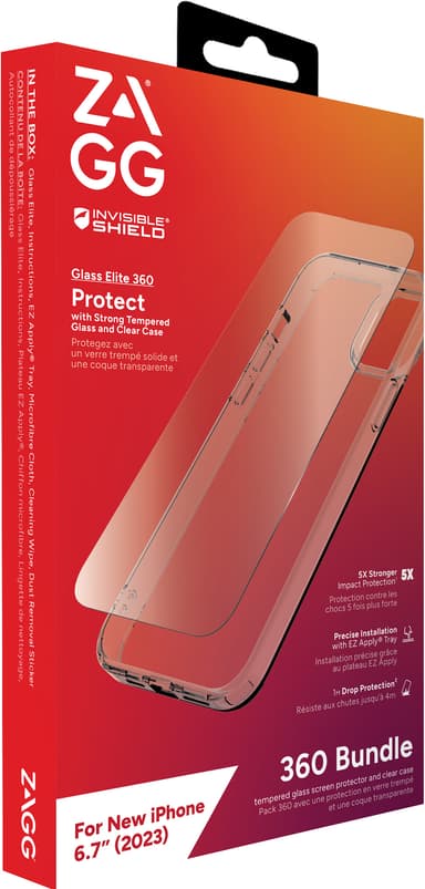 Zagg iPhone 15 Plus Glass Elite 360 kotelopakkaus (läpinäkyvä)