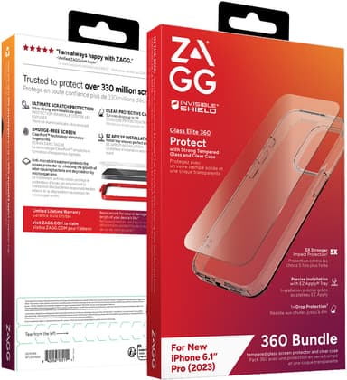 Zagg iPhone 15 Pro Glass Elite 360 kotelopakkaus (läpinäkyvä)