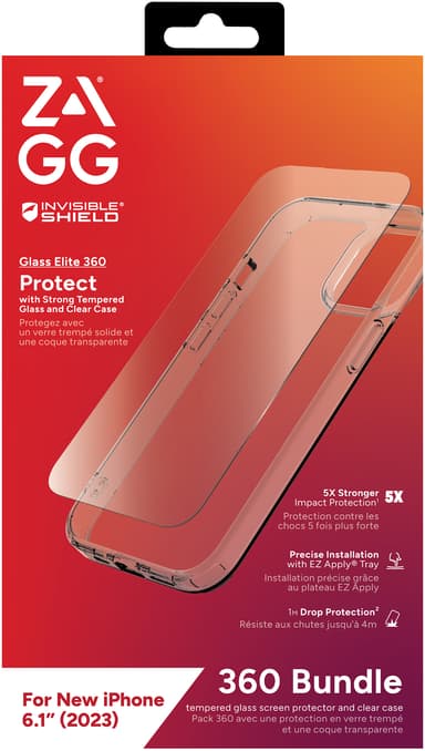 Zagg iPhone 15 Glass Elite 360 kotelopakkaus (läpinäkyvä)