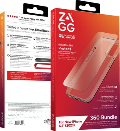 Zagg iPhone 15 Glass Elite 360 kotelopakkaus (läpinäkyvä)