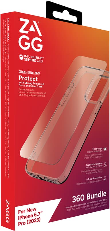Zagg iPhone 15 Pro Max Glass Elite 360 kotelopakkaus (läpinäkyvä)