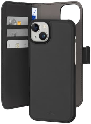 Puro 2in1 iPhone 15 Plus lompakkokotelo (musta)