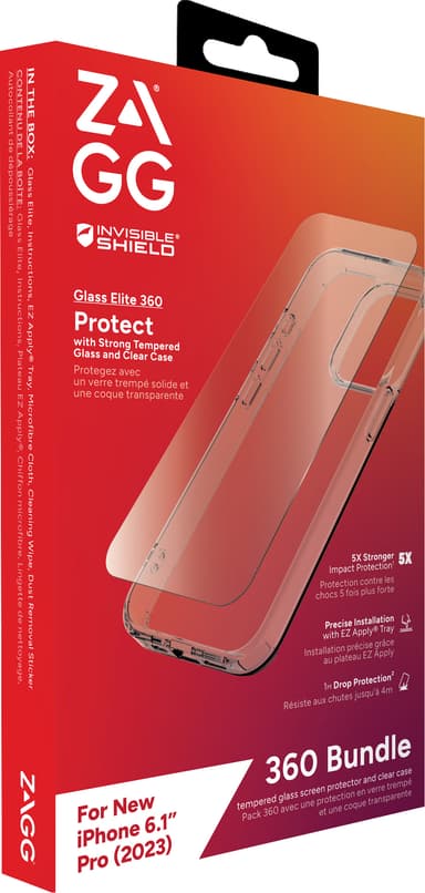 Zagg iPhone 15 Pro Glass Elite 360 kotelopakkaus (läpinäkyvä)