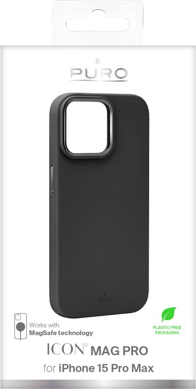Puro Icon Mag Pro iPhone 15 Pro Max suojakuori (musta)
