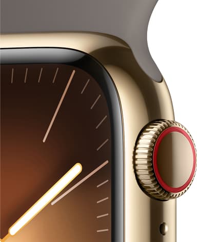 Apple Watch S9 41 mm GPS+CEL (kulta ruostumaton/harmaa Sport Band) M/L