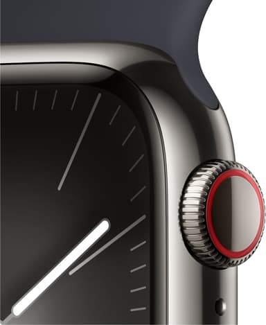 Apple Watch S9 45mm GPS+CEL (grafiitti SS/keskiyönsin. Sport Band) S/M