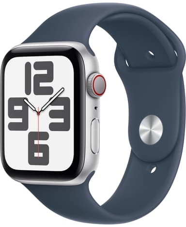 Apple Watch SE 2nd Gen 44mm LTE (hopea alu./m.sin. urheiluranneke M/L)