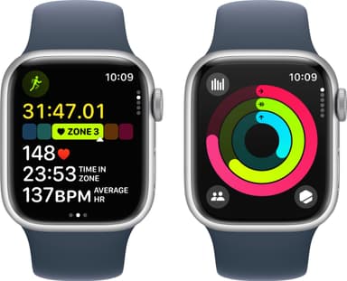 Apple Watch S9 45mm GPS+CEL (hopea alu./myrskynsininen Sport Band) S/M