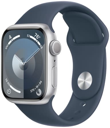 Apple Watch S9 41mm GPS (hopea alu./ myrskynsin. Sport Band) M/L