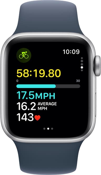Apple Watch SE 2nd Gen 40mm GPS (hopea alu./m.sin. urheiluranneke M/L)