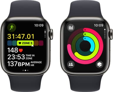 Apple Watch S9 45mm GPS+CEL (grafiitti SS/keskiyönsin. Sport Band) S/M