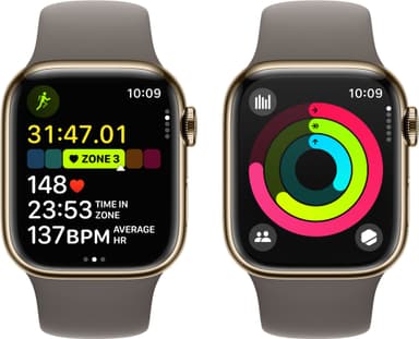 Apple Watch S9 45mm GPS+CEL (kulta ruostumaton/harmaa Sport Band) S/M