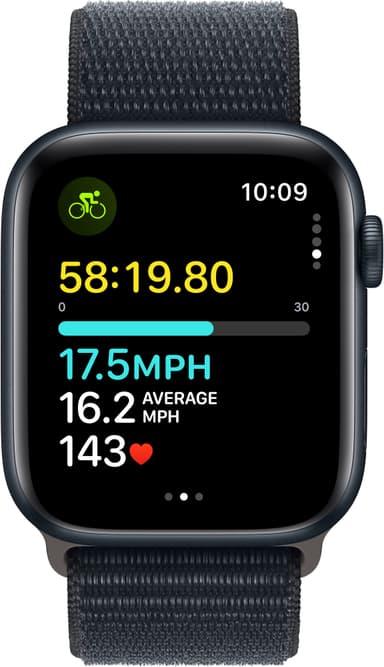 Apple Watch SE 2nd Gen 44mm GPS (keskiyö alu./keskiyö urheiluranneke)