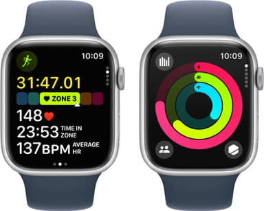 Apple Watch S9 45mm GPS (hopea alu./myrskynsininen Sport Band) S/M