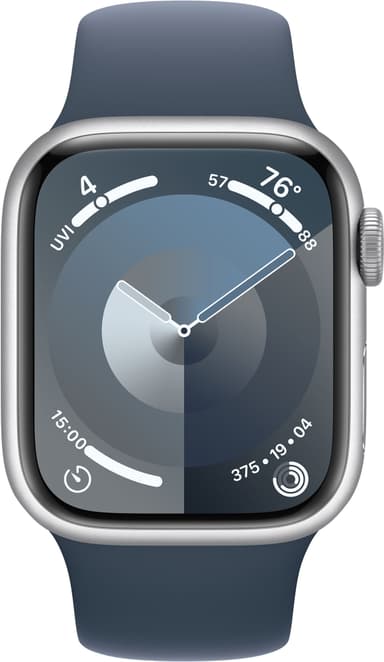 Apple Watch S9 41mm GPS (hopea alu./ myrskynsin. Sport Band) M/L