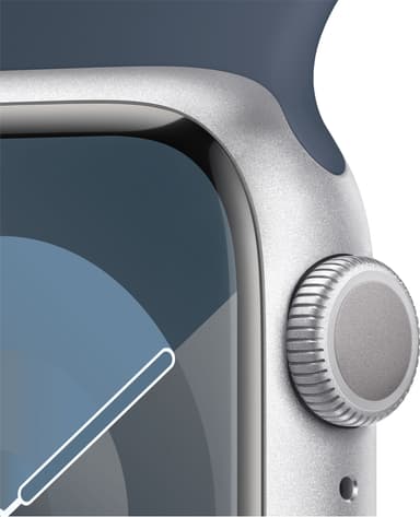 Apple Watch S9 41mm GPS (hopea alu./ myrskynsin. Sport Band) M/L