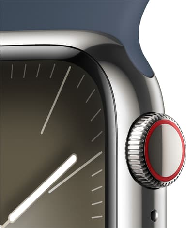 Apple Watch S9 41mm GPS+CEL (hopea SS/myrskynsininen Sport Band) M/L