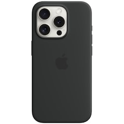 iPhone 15 Pro Silicone MagSafe suojakuori (musta)