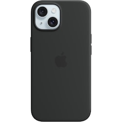 iPhone 15 Silicone MagSafe suojakuori (musta)