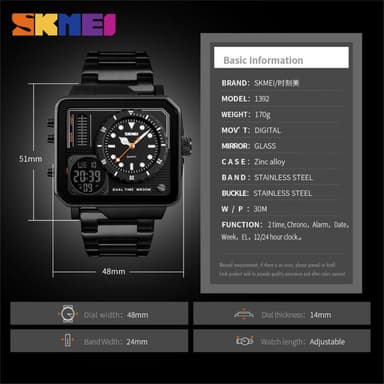 SKMEI Dual Display Sport Watch Sekuntikellohälytys Digitaalinen kello