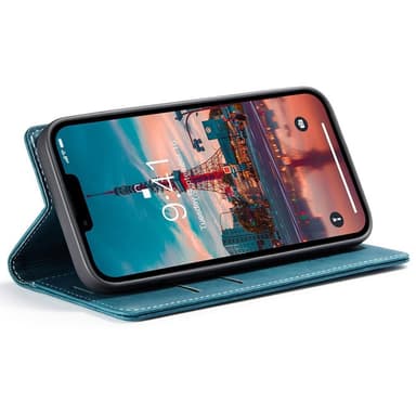CASEME Retro lompakkokotelo iPhone 15 Prolle - Sininen